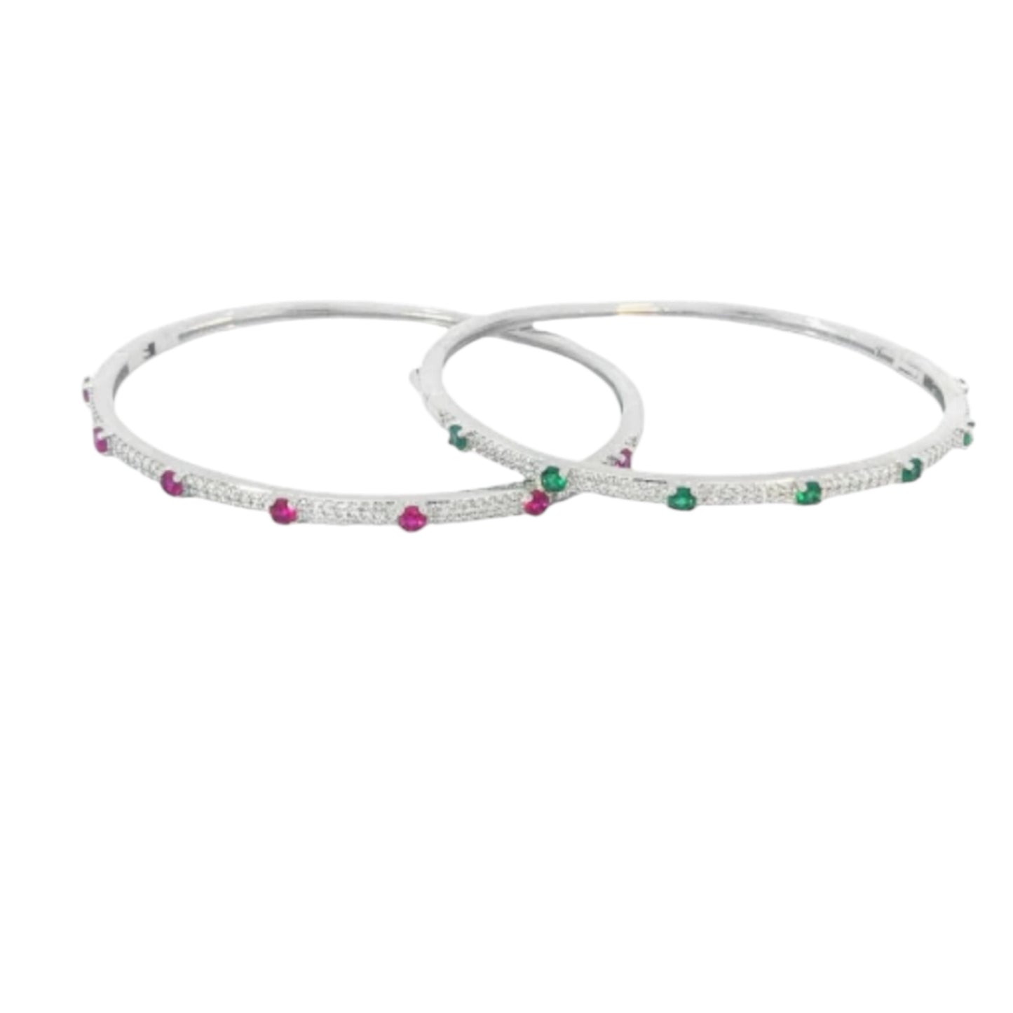 CZ Paved Colored Stone Bangle Bracelet