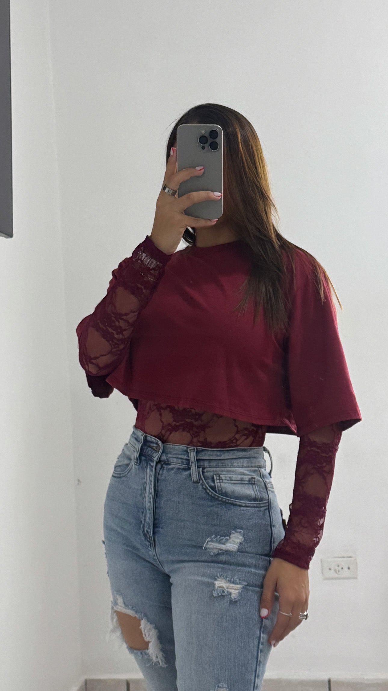 Burgundy Lace Bodysuit
