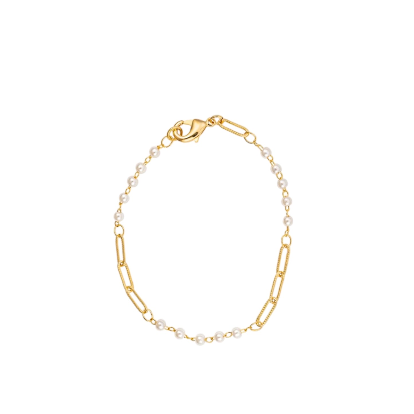 Textured Paperclip and Pearl Bracelet