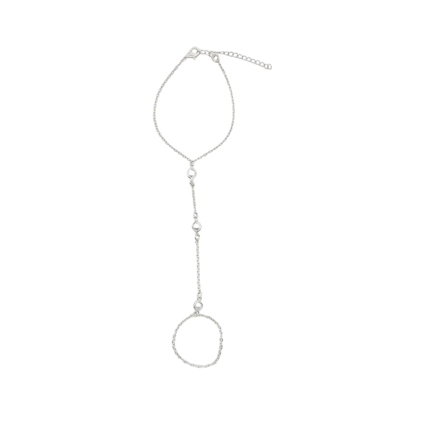 Round Charm Station Hand Chain Bracelet