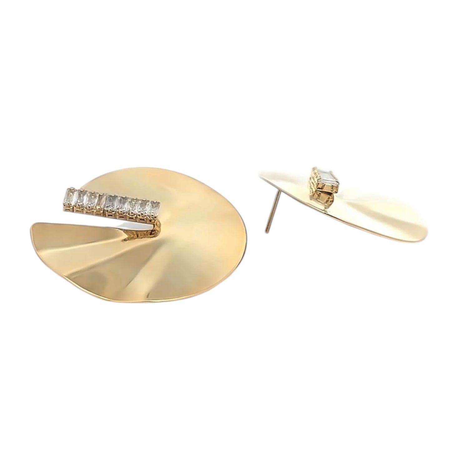 Round Cut Baguette CZ Stones Earrings