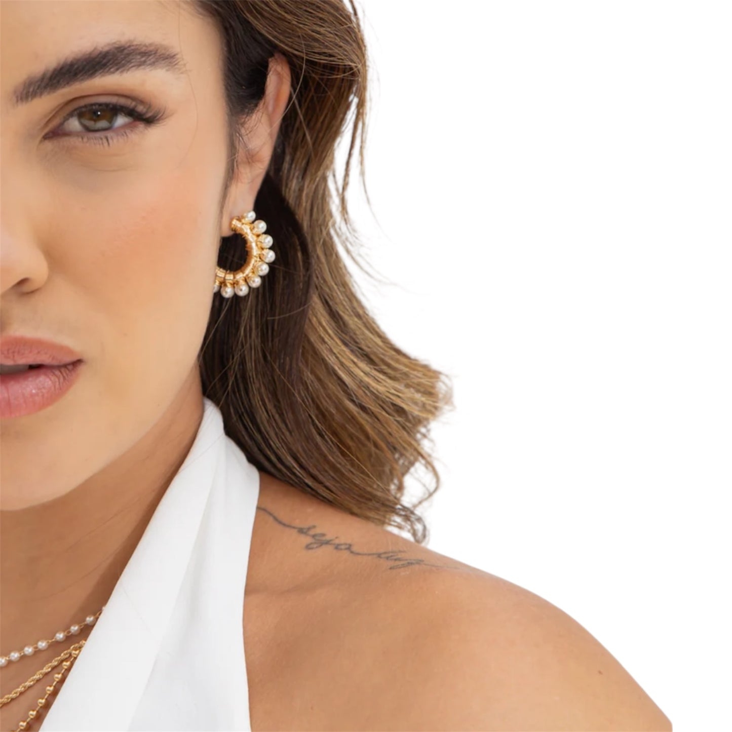 Pearl Wire Wrapped Hoops