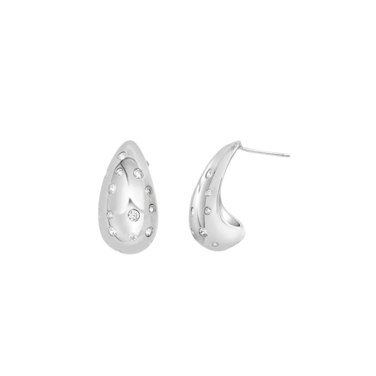Tear Drop Filled With CZ Stone Stud Earrings
