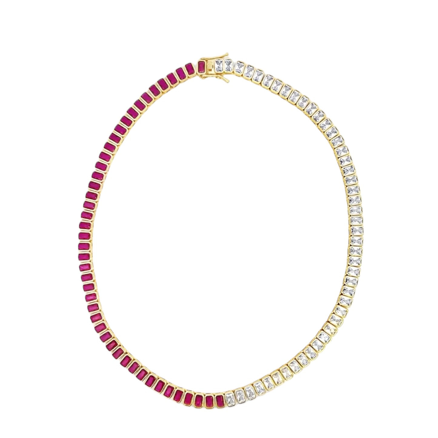 6mm Two-tone Colorful/Clear CZ Tennis necklace