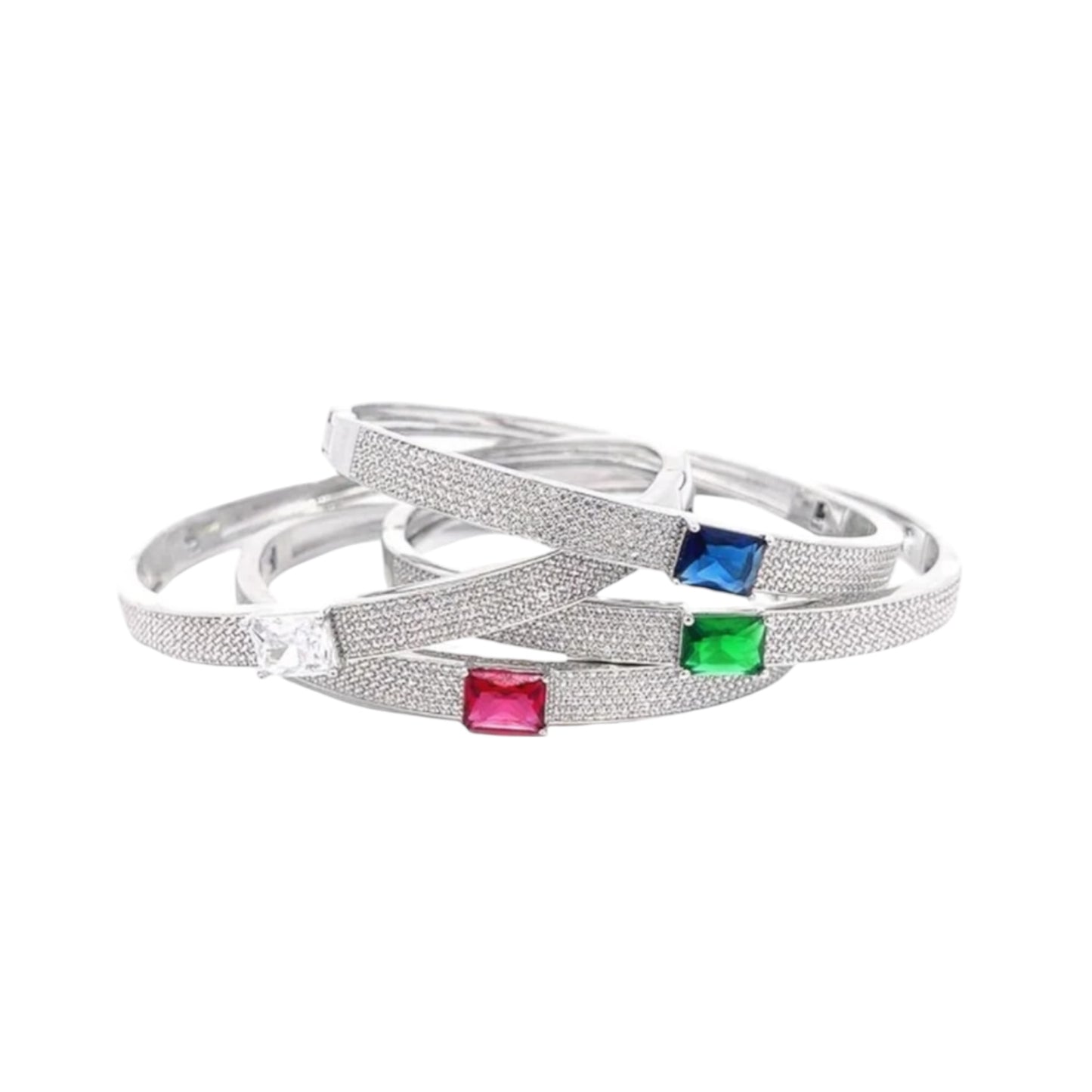 CZ Paved Stone Bangle Bracelet