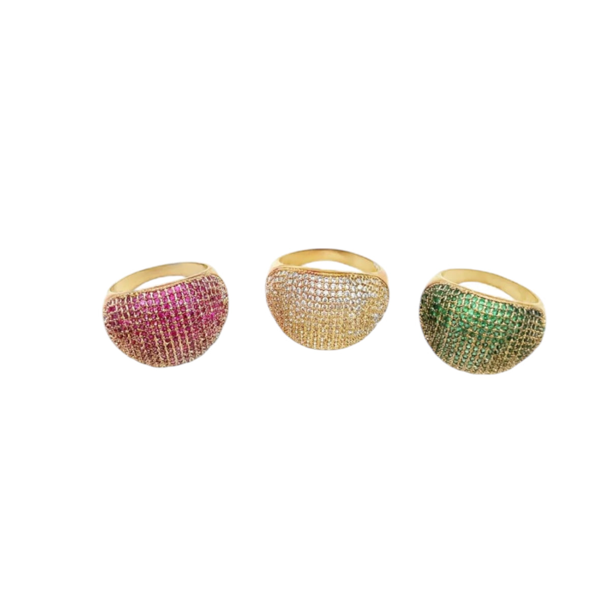 Colored CZ Paved Thin Dome Ring