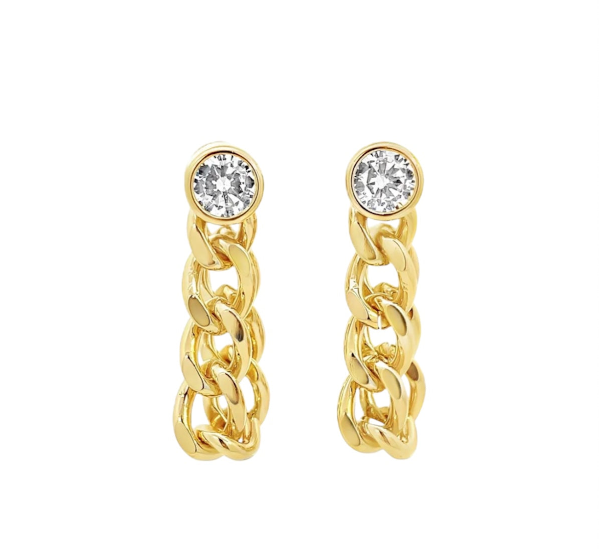 CZ Gemstone Cuban Link Earrings