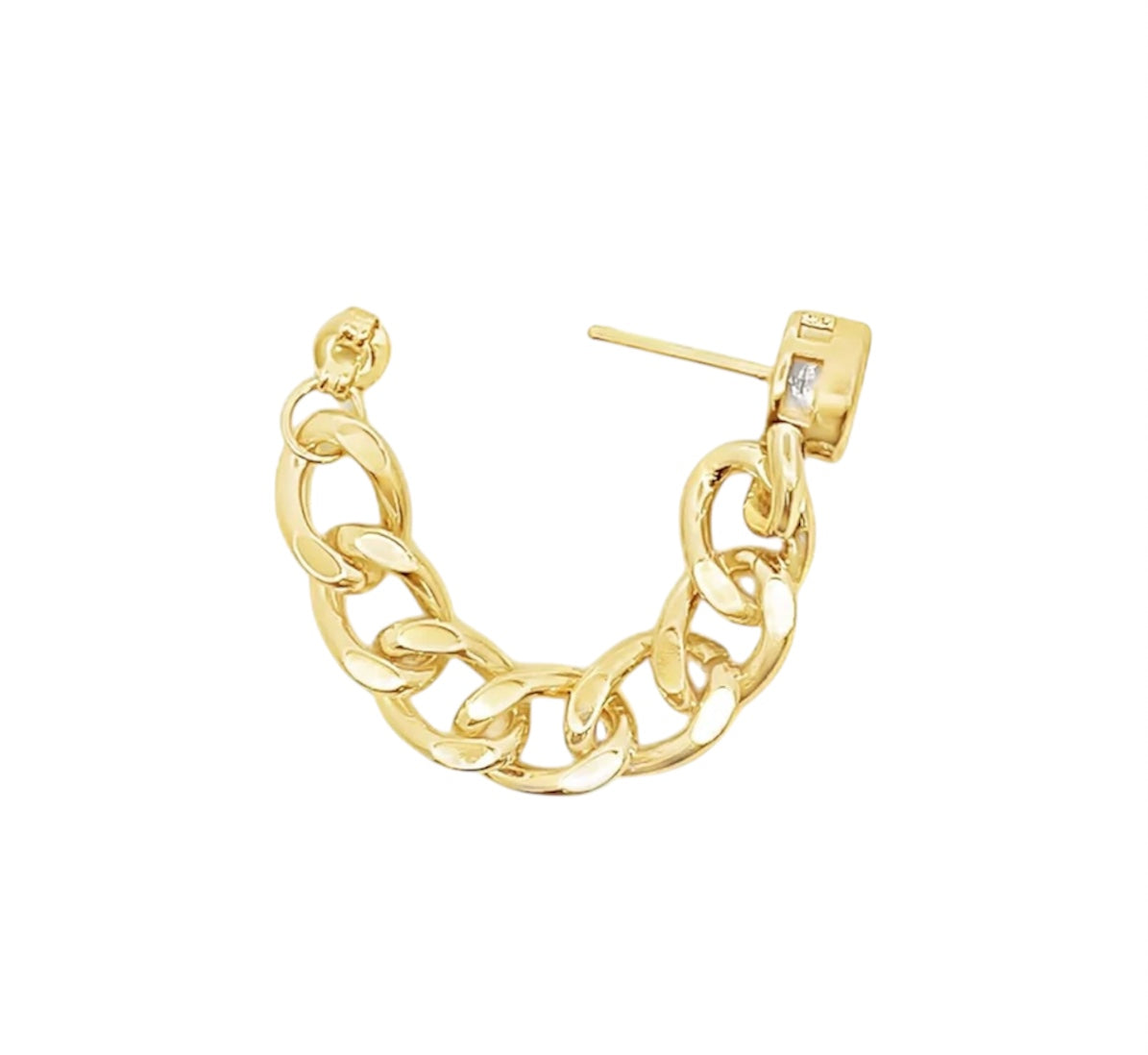 CZ Gemstone Cuban Link Earrings
