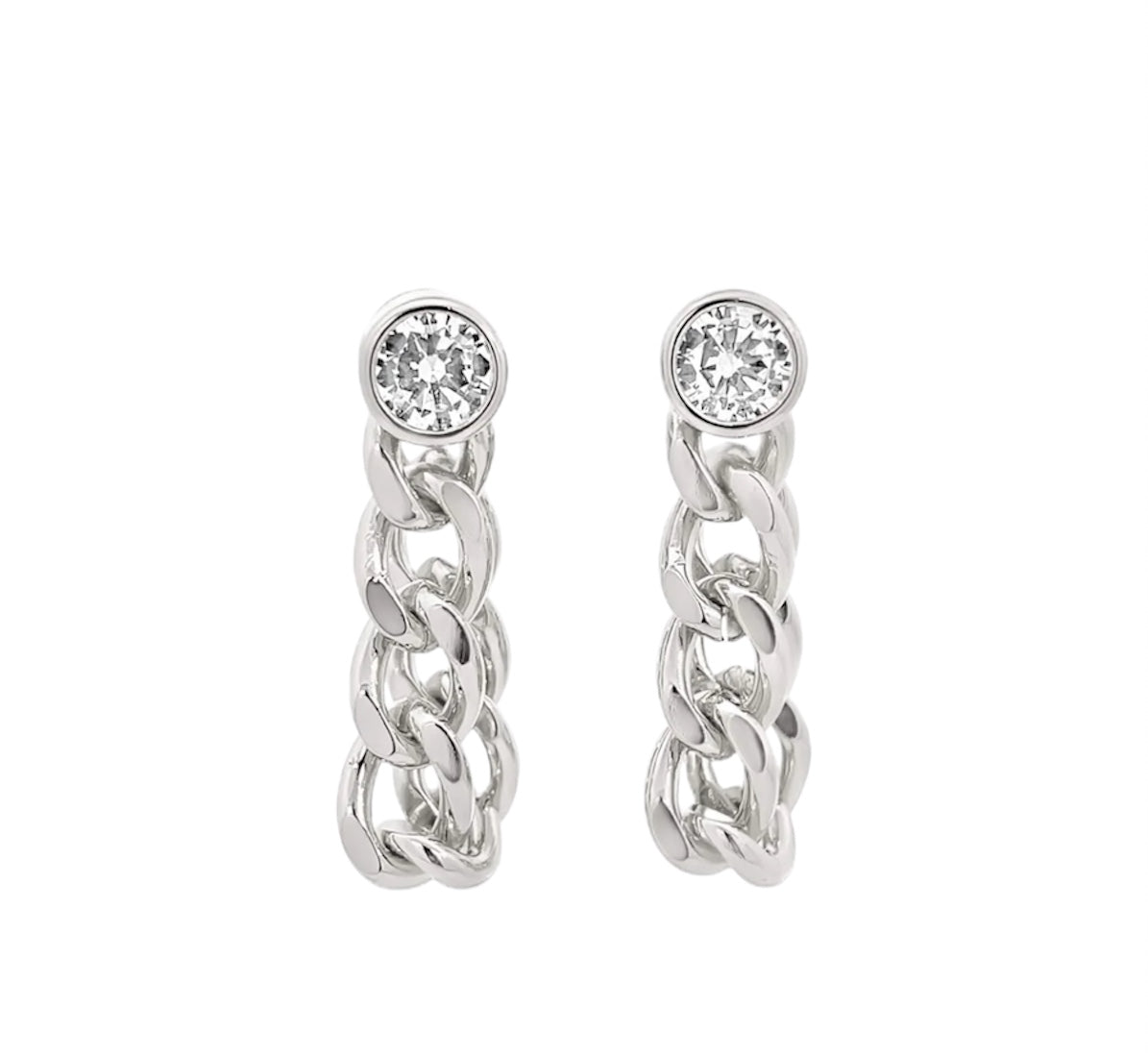 CZ Gemstone Cuban Link Earrings