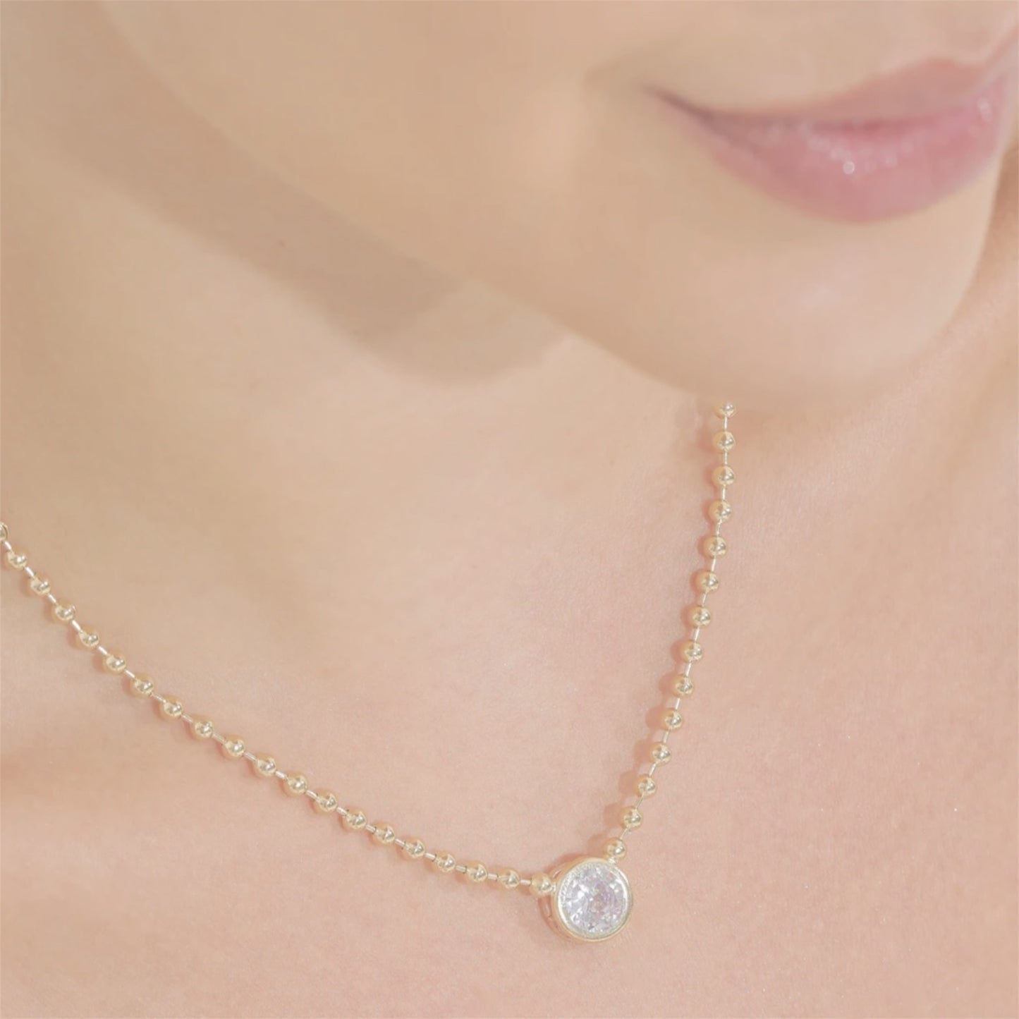 Bead Link Chain Charm Necklace