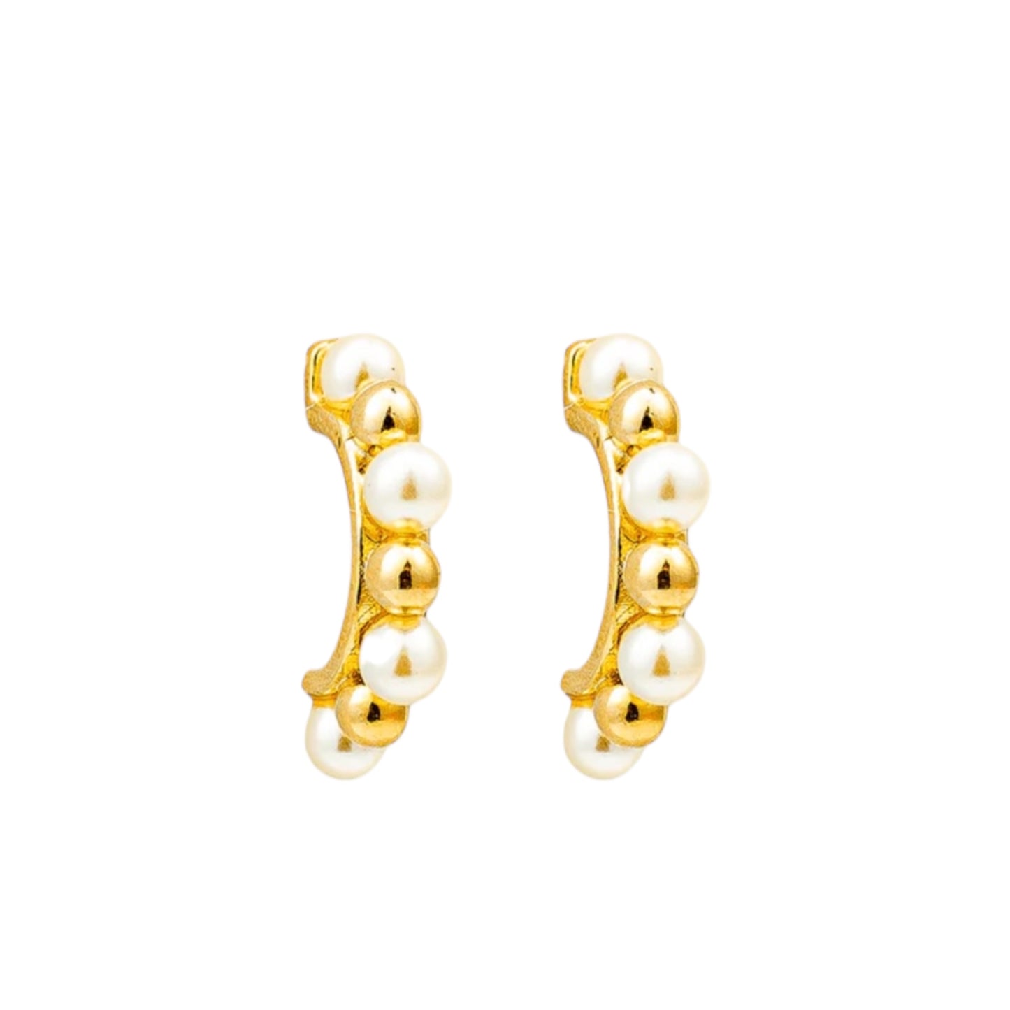 Bead Pearl Round Curve Earrings