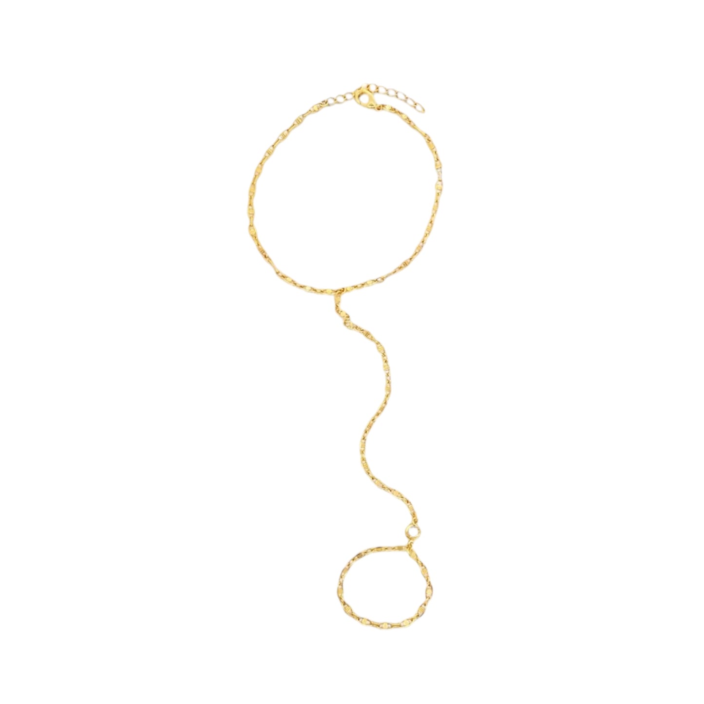 Textured Oval Link Hand Chain Bracelet