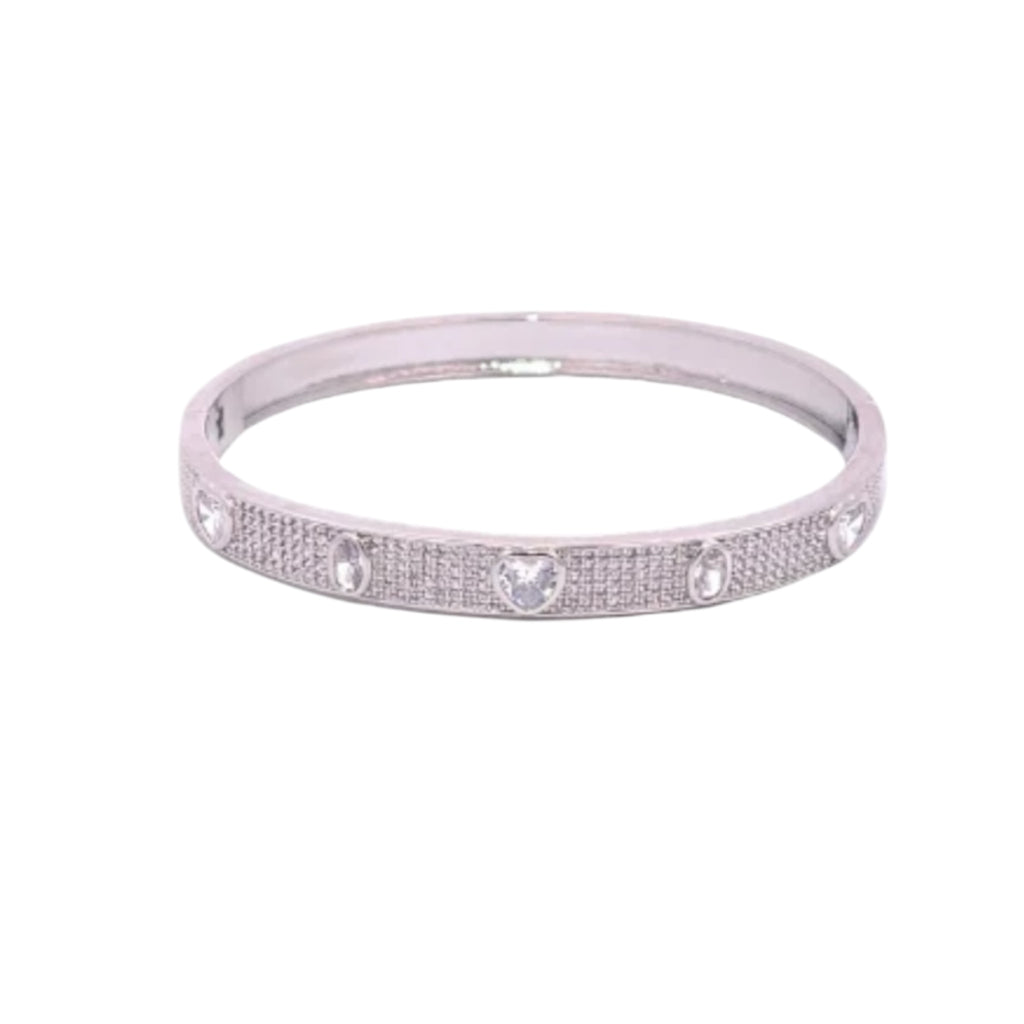 CZ Paved Stone Bangle Bracelet