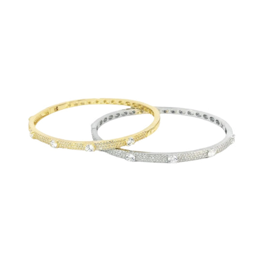 Clear Paved Stone Bangle Bracelet