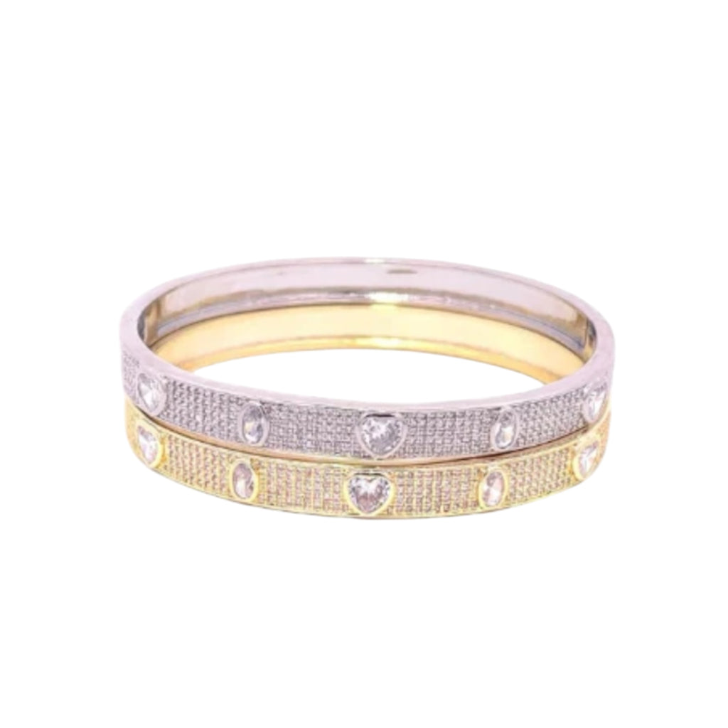 CZ Paved Stone Bangle Bracelet