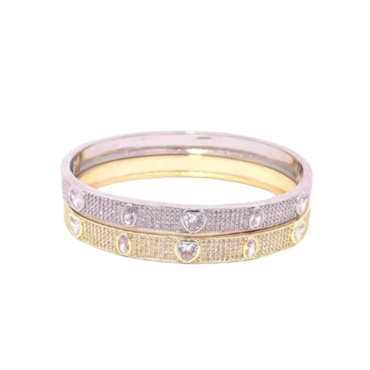 CZ Paved Stone Bangle Bracelet