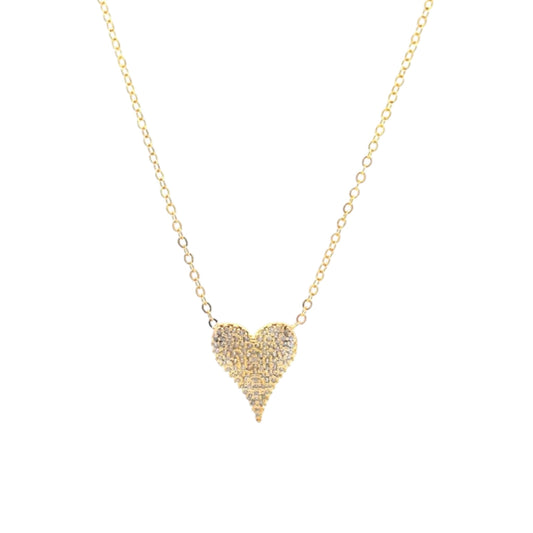 Pave Heart Pendant Rolo Chain Necklace