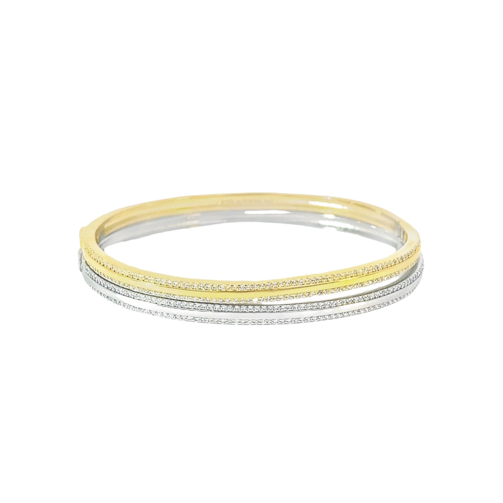 CZ Stones Minimalist Paved Slim Bangle Bracelet