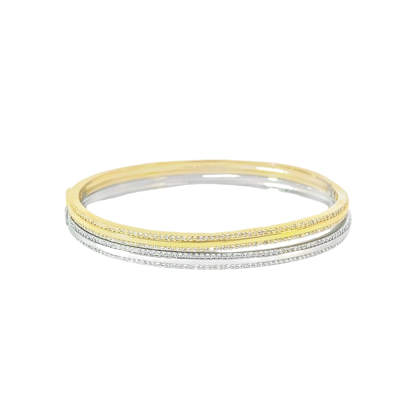 CZ Stones Minimalist Paved Slim Bangle Bracelet