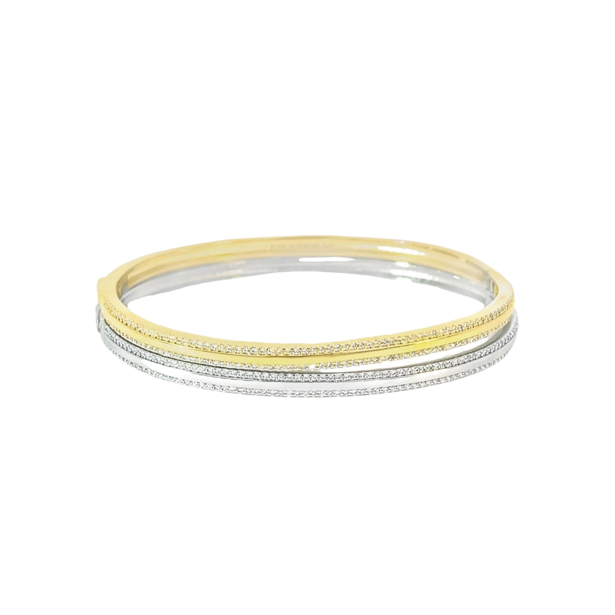 CZ Stones Minimalist Paved Slim Bangle Bracelet