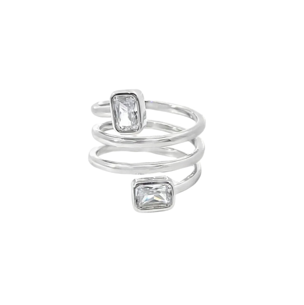 CZ Spiral Spring Coil Style Ring