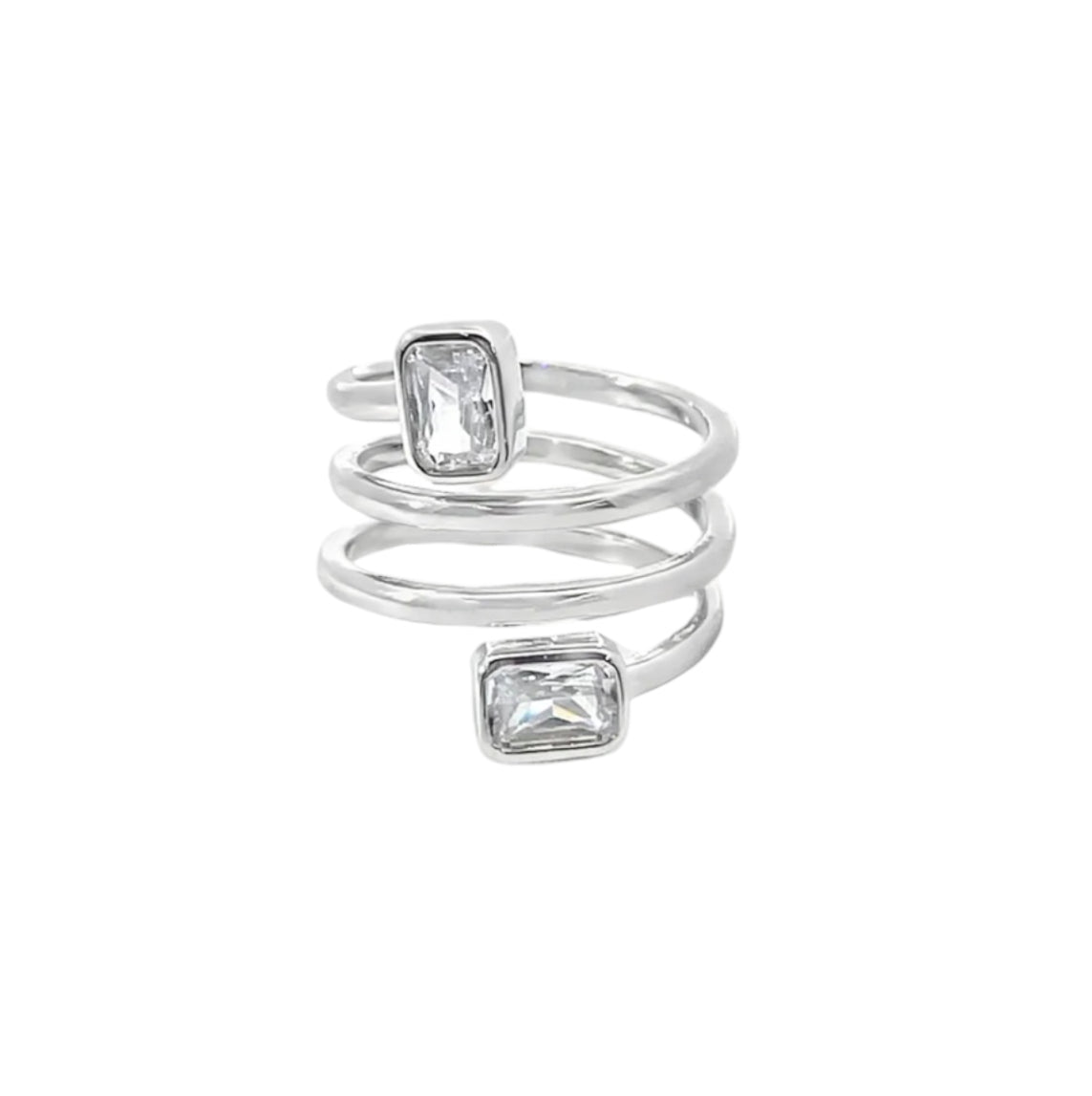 CZ Spiral Spring Coil Style Ring
