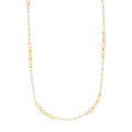 Textured Paperclip and Pearl
 Necklace