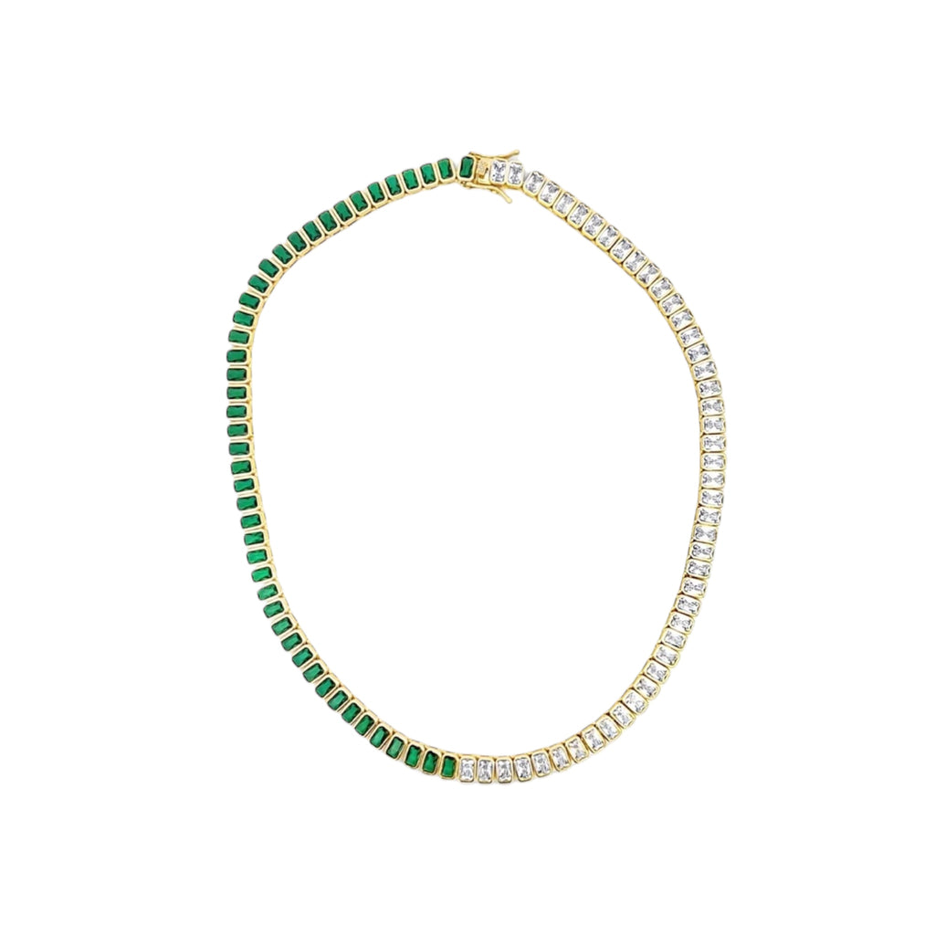 6mm Two-tone Colorful/Clear CZ Tennis necklace