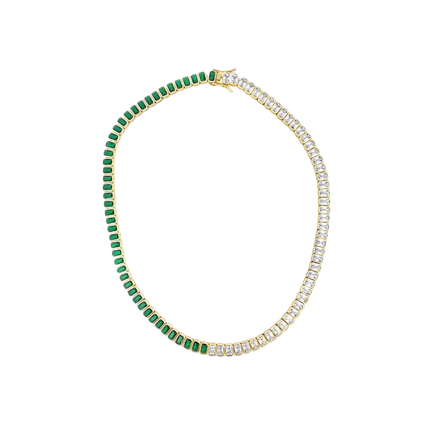 6mm Two-tone Colorful/Clear CZ Tennis necklace