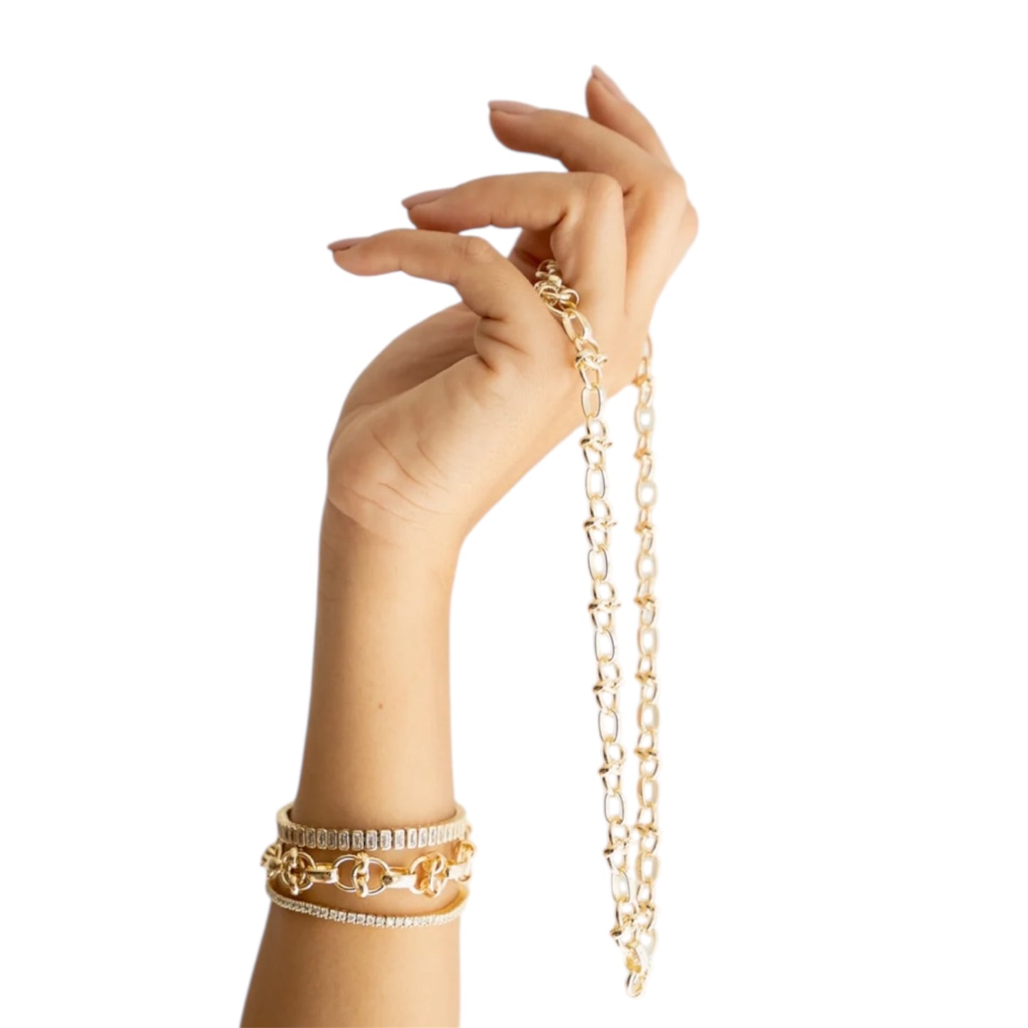 Intertwined Swirl Link Rolo Necklace