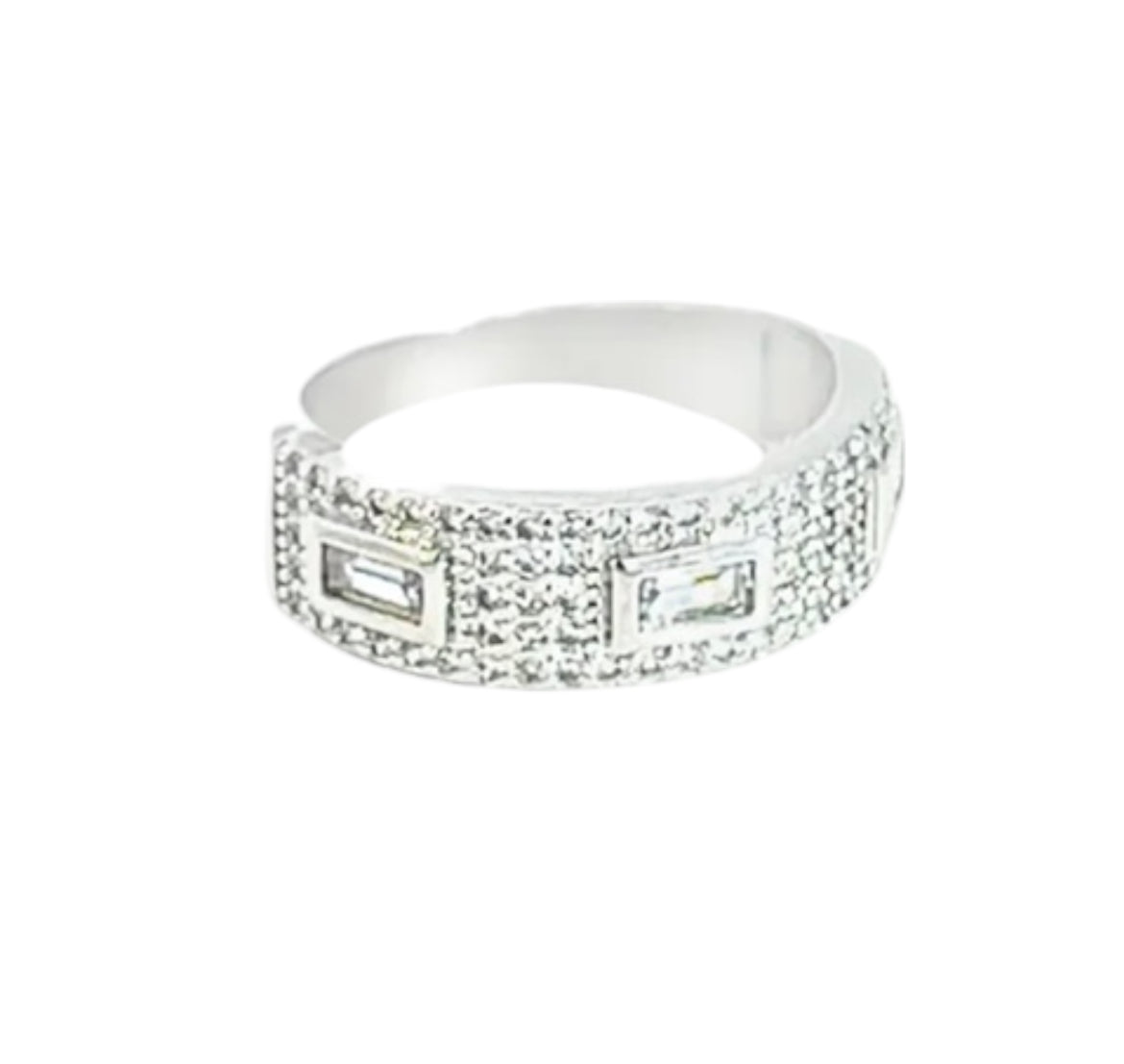 Paved Baguette CZ Band Ring