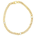 Thin Triple CZ Gemstone Cuban Link Necklace