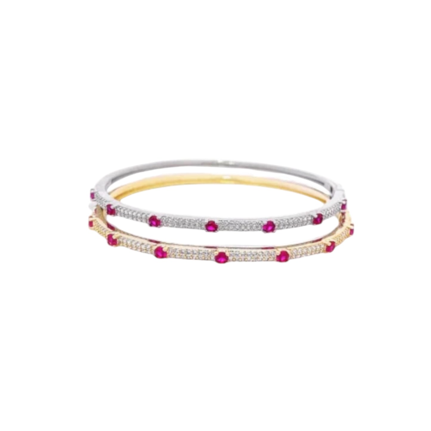 CZ Paved Colored Stone Bangle Bracelet