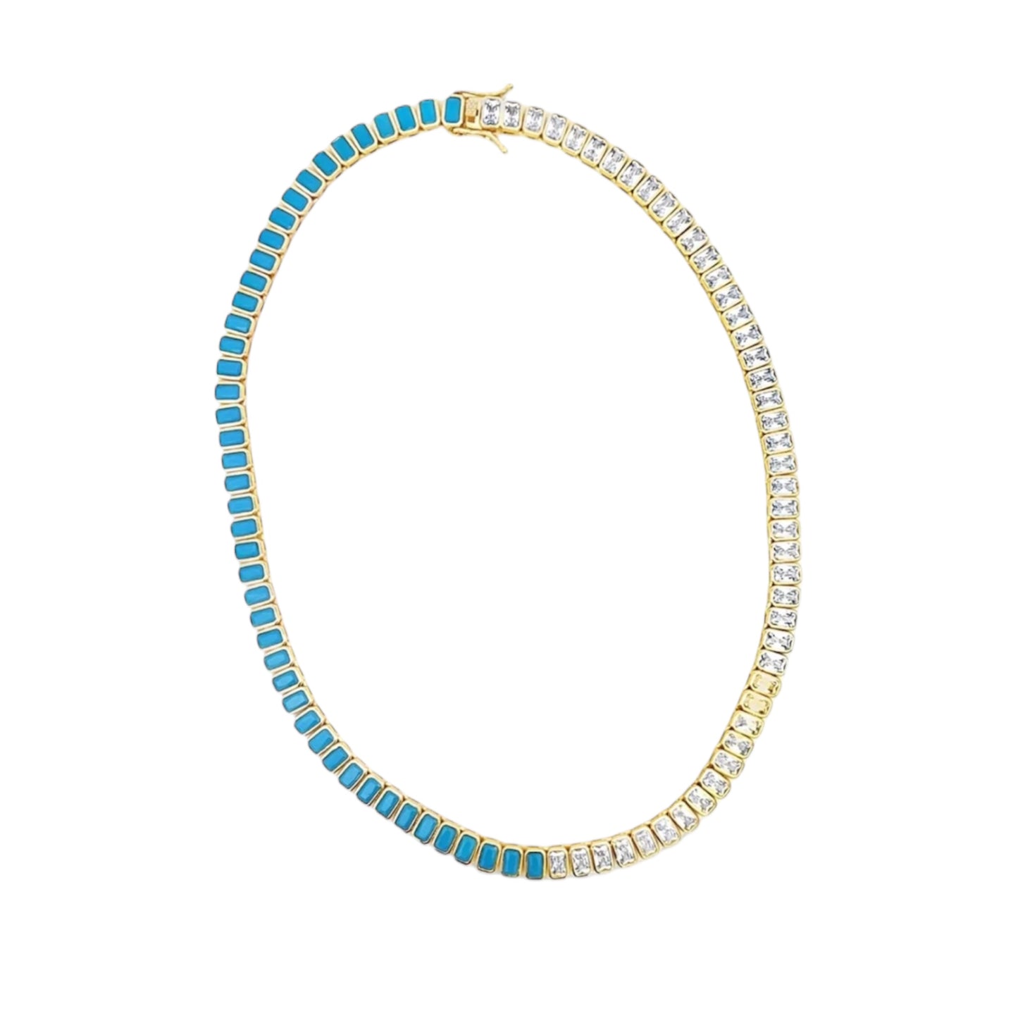 6mm Two-tone Colorful/Clear CZ Tennis necklace