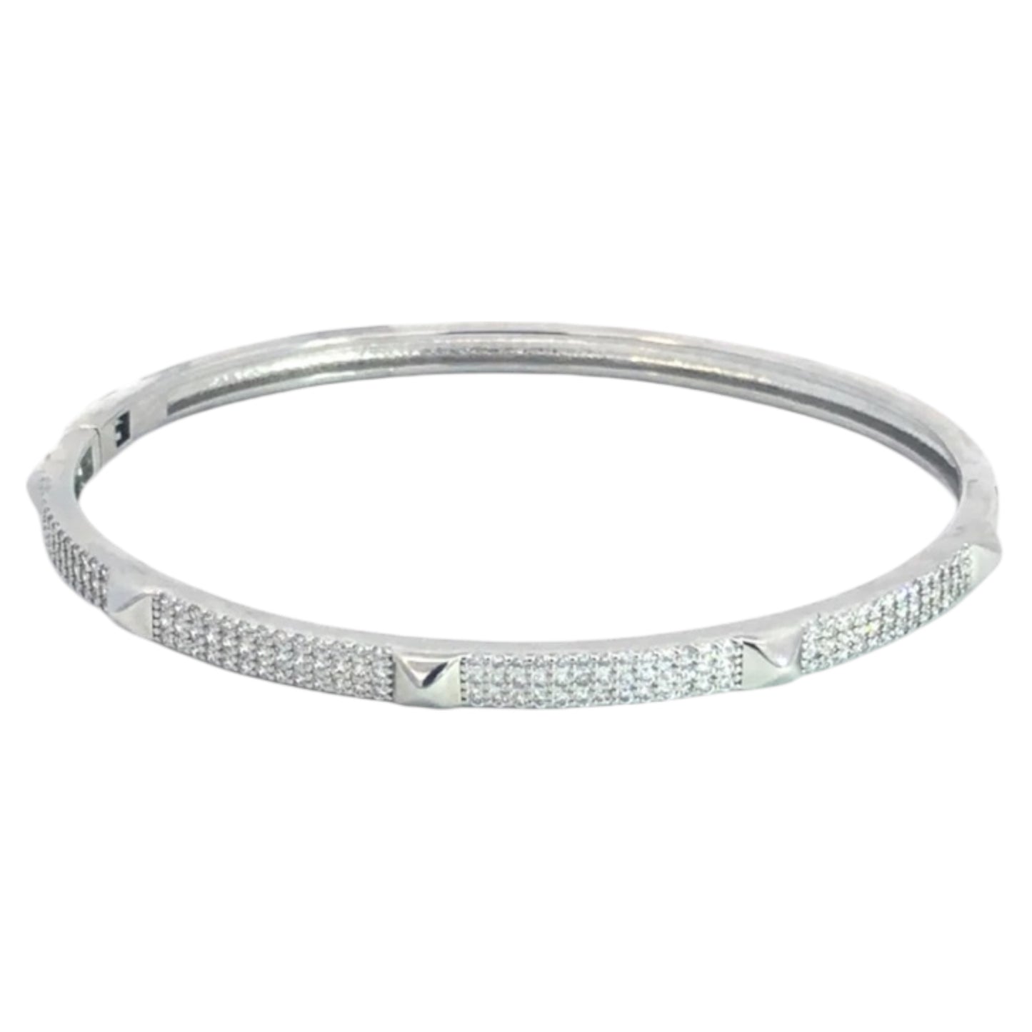 Pave 3 Row Stone Bangle