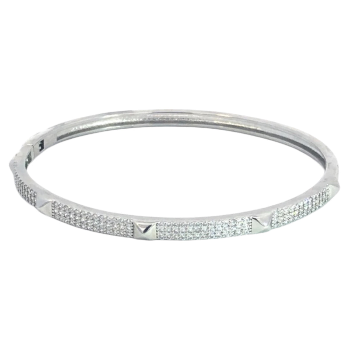 Pave 3 Row Stone Bangle