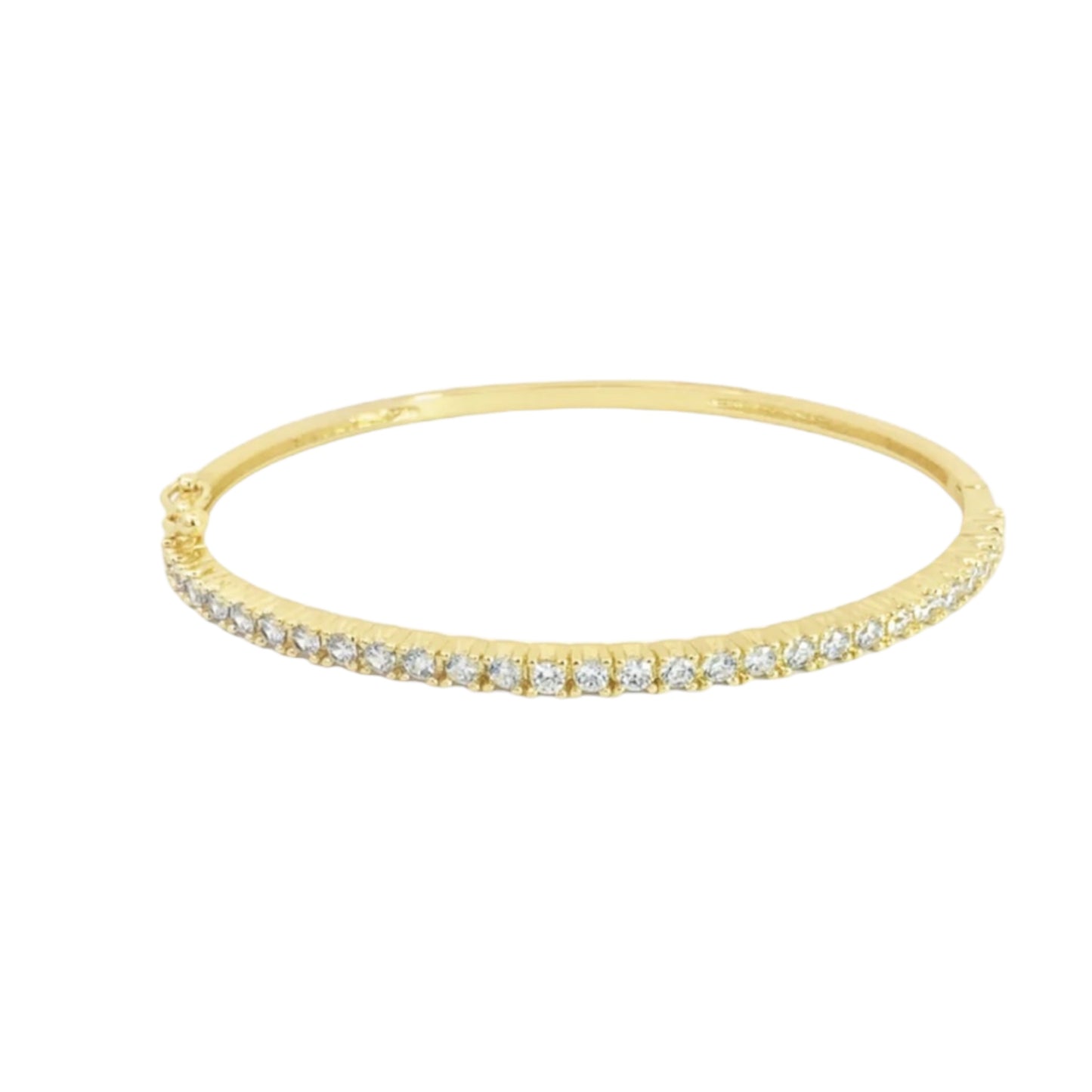 Slim Round CZ Stone Buckle Bangle