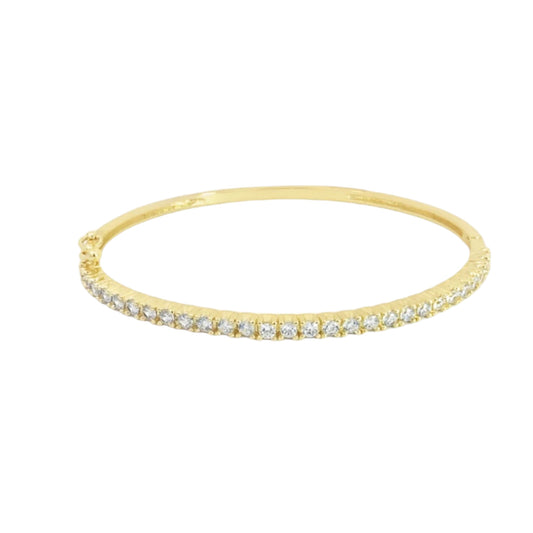 Slim Round CZ Stone Buckle Bangle