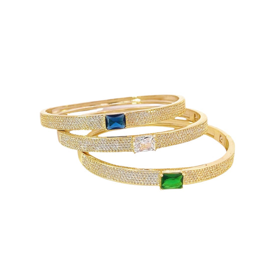 CZ Paved Stone Bangle Bracelet