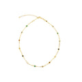Multicolor CZ Round Charm Clip Link Necklace