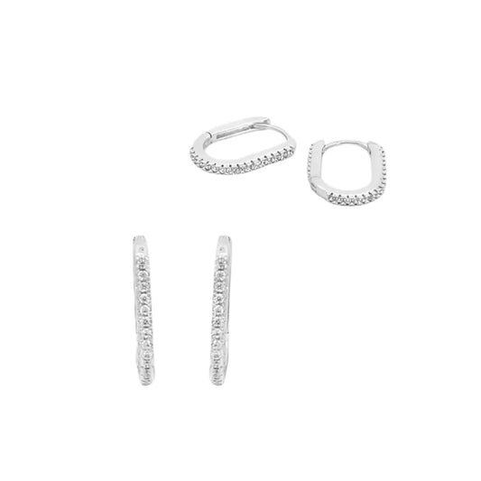 Thin Oval CZ Pave Huggies