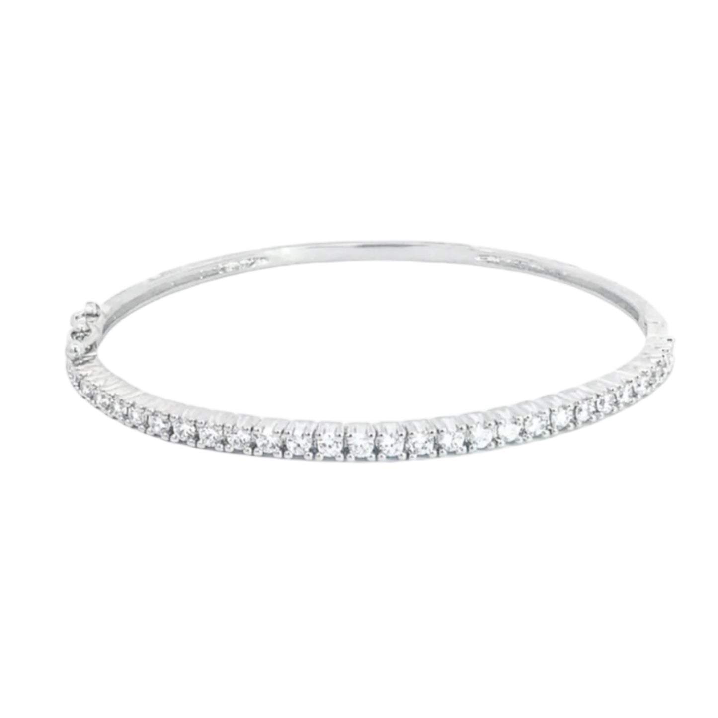 Slim Round CZ Stone Buckle Bangle