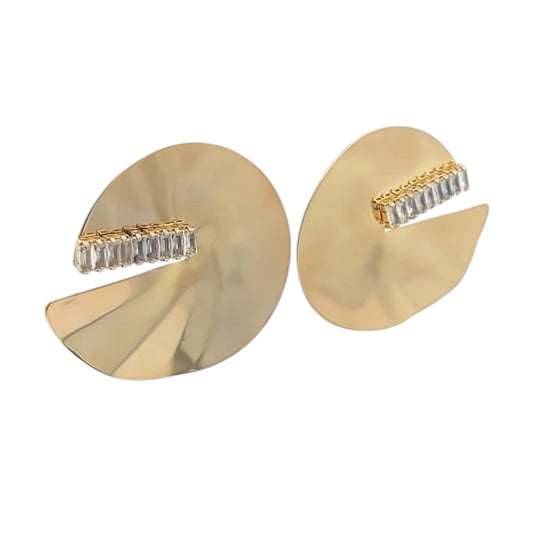 Round Cut Baguette CZ Stones Earrings