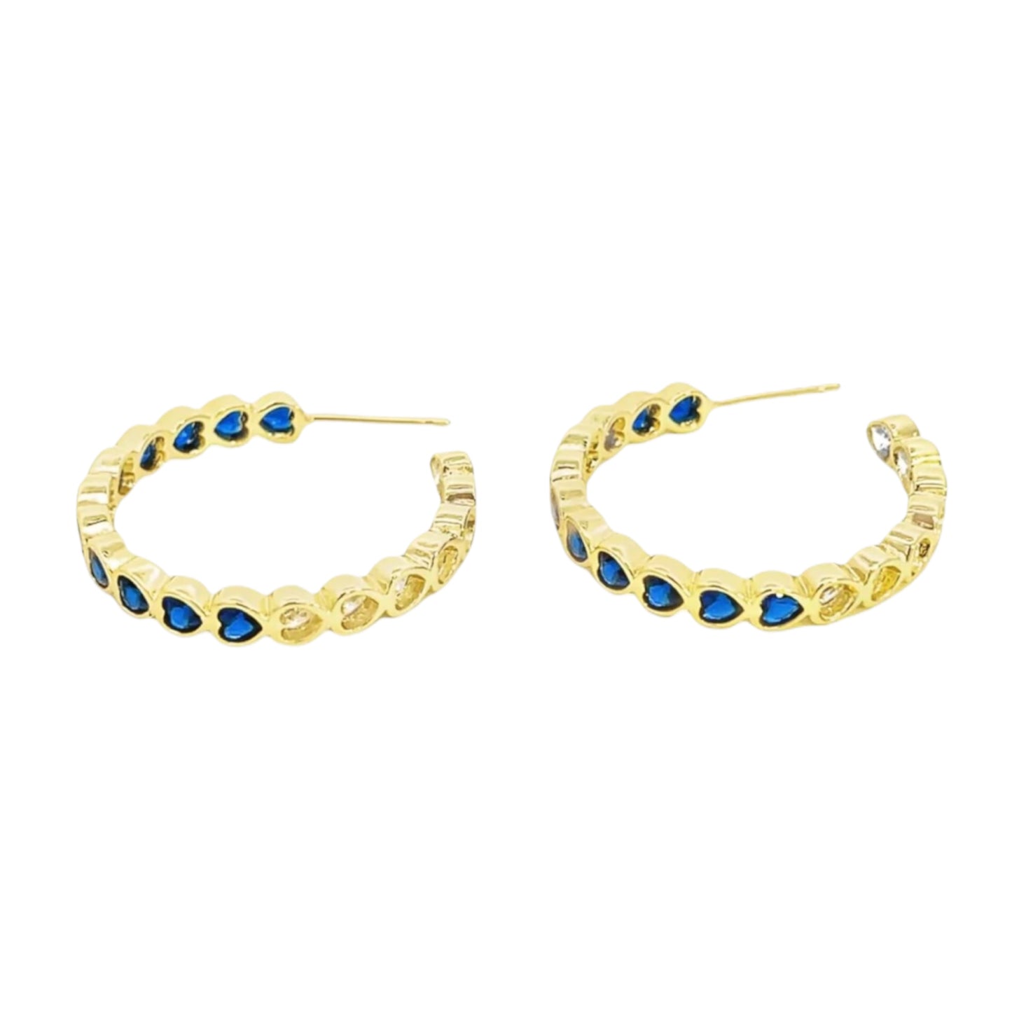 Part Colored CZ Heart Hoops