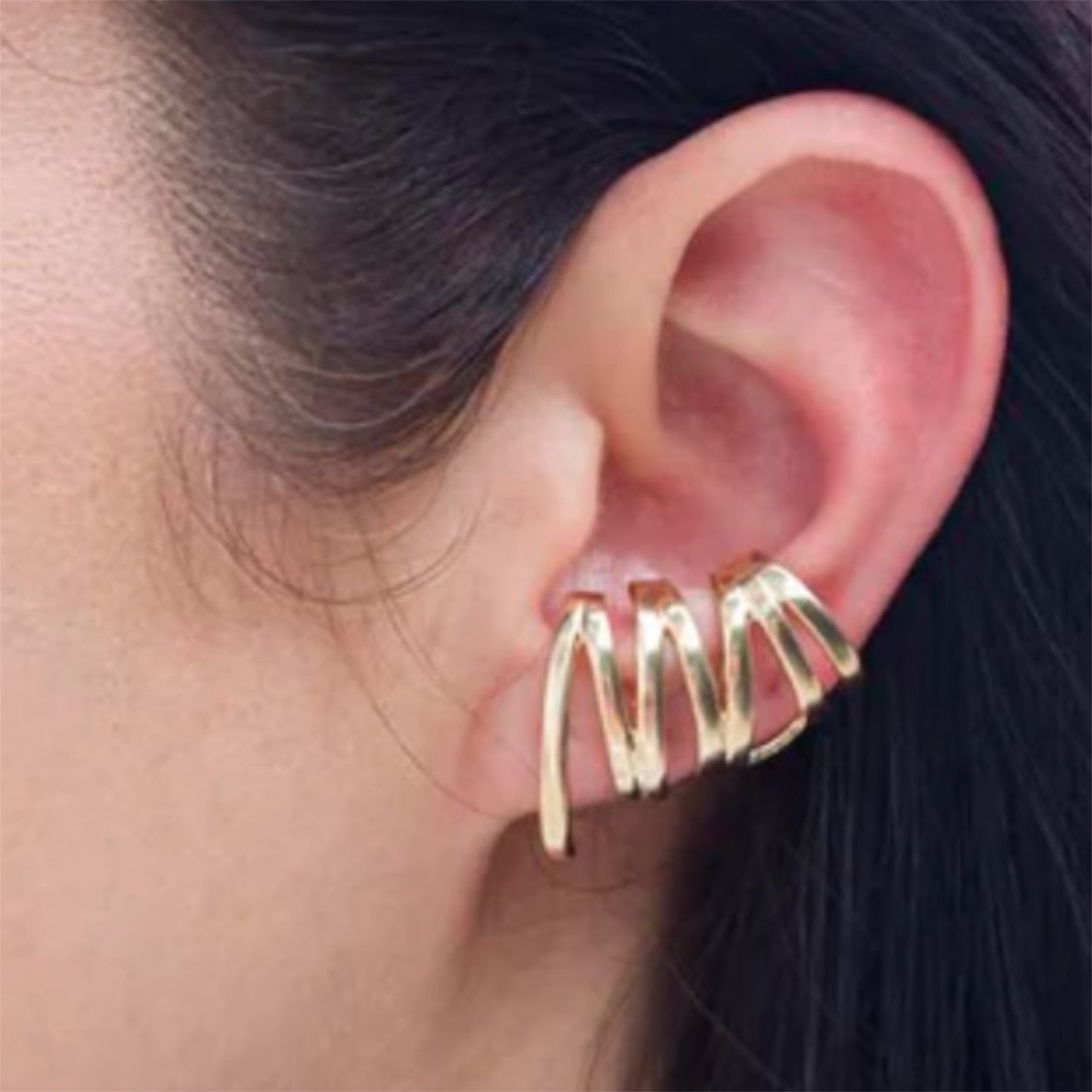 Abstract Chevron Patterned Earrings with Cuff