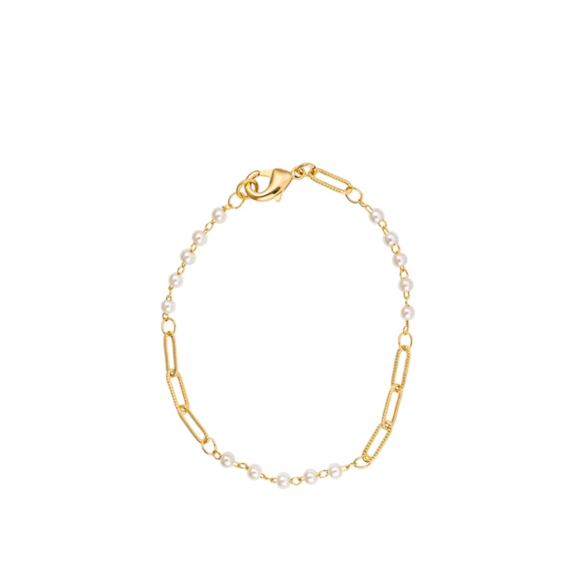 Textured Paperclip and Pearl Bracelet