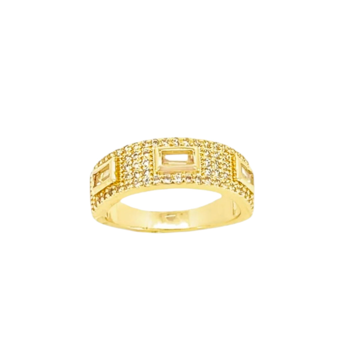 Paved Baguette CZ Band Ring