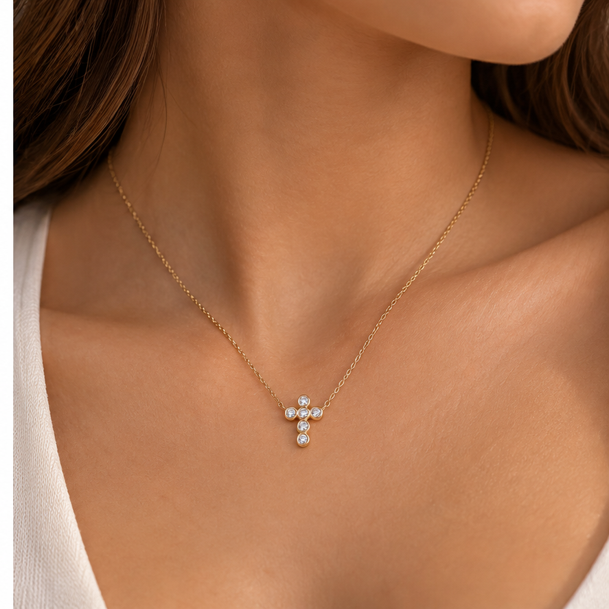 Celeste Mini Cross Necklace