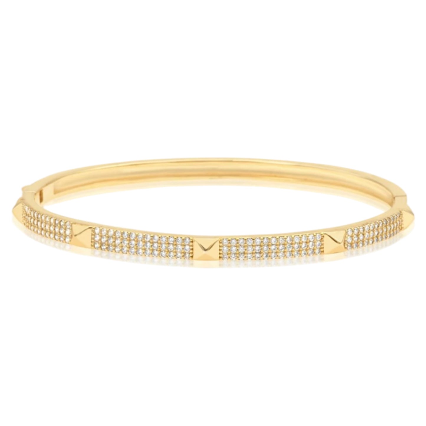 Pave 3 Row Stone Bangle