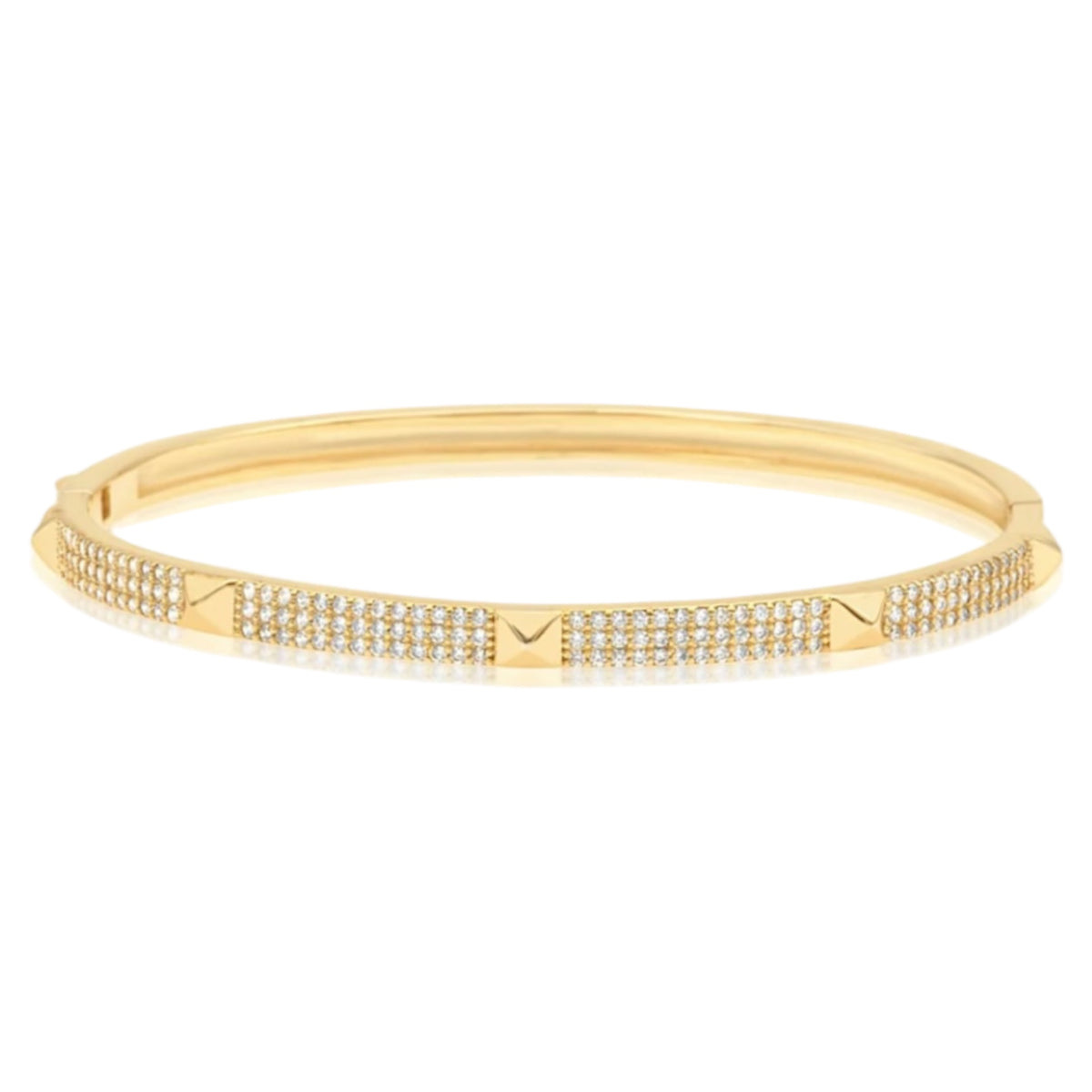 Pave 3 Row Stone Bangle